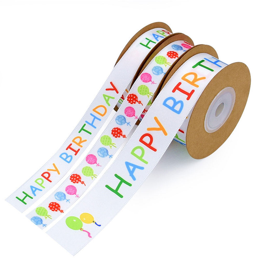 Home Textiles Premium - 10 Yard Premium Polyester Geburtstagsballon-Musterband für