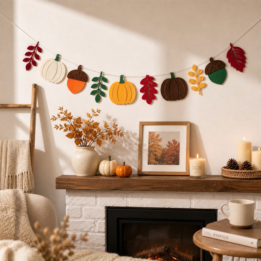 Herbstliche Kürbisblätter-Flag – Home Textiles & Decorations Bewertung und Preis