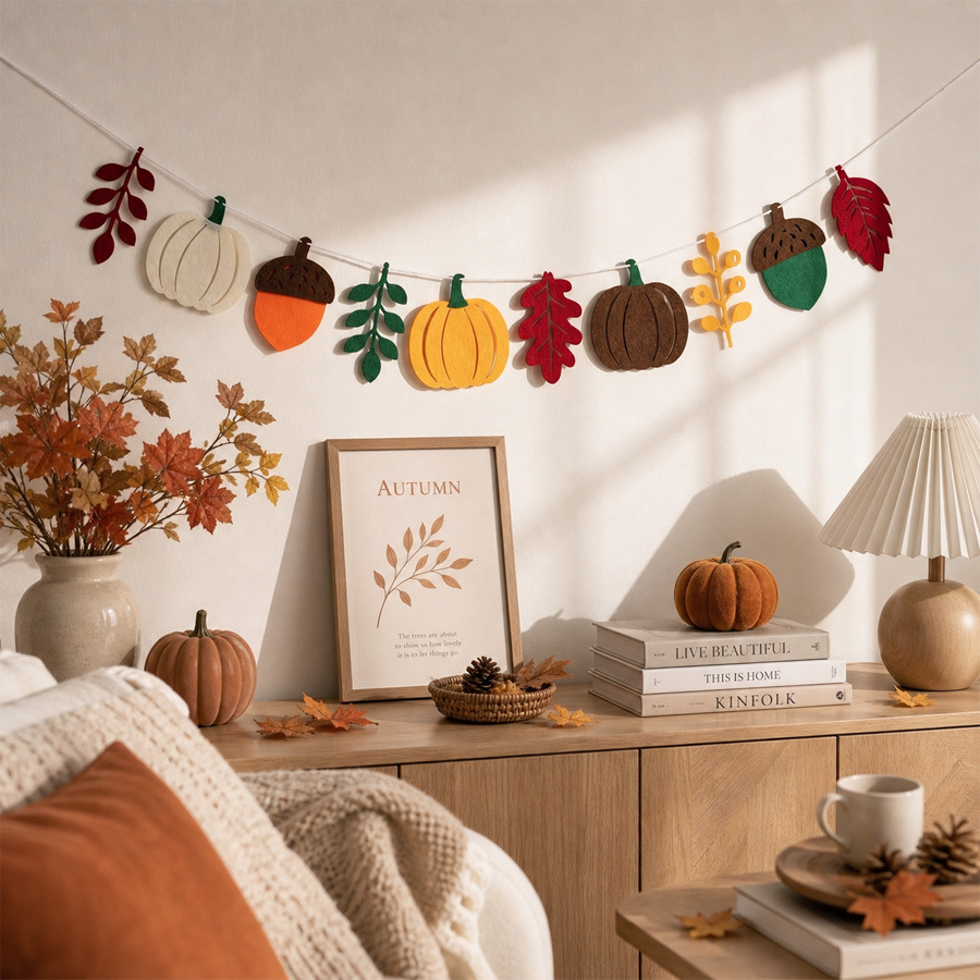 Herbstliche Kürbisblätter-Flag – Home Textiles & Decorations Bewertung und Preis