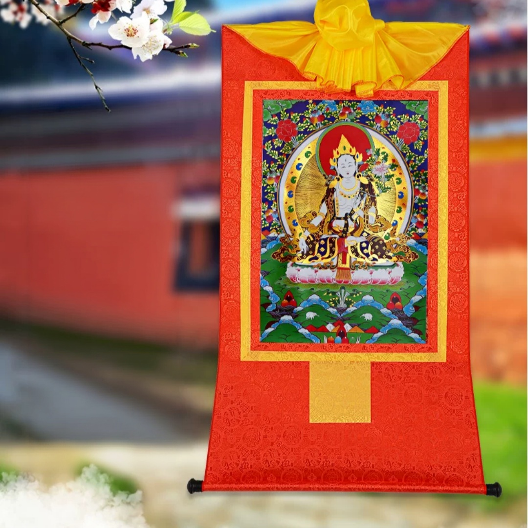 Weiße Tara Buddha Thangka, ver – Home Textiles Usa Bewertung und Preis